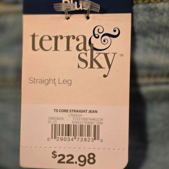TERRA & SKY WOMENS JEANS PLUS SIZE 26W PETITE NWT STRAIGHT LEG - Picture 3 of 6